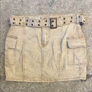 Beige Women's Skirt with Belt